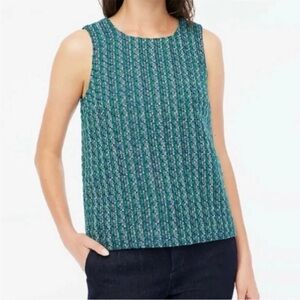 NWT J Crew green tweed back button tank top